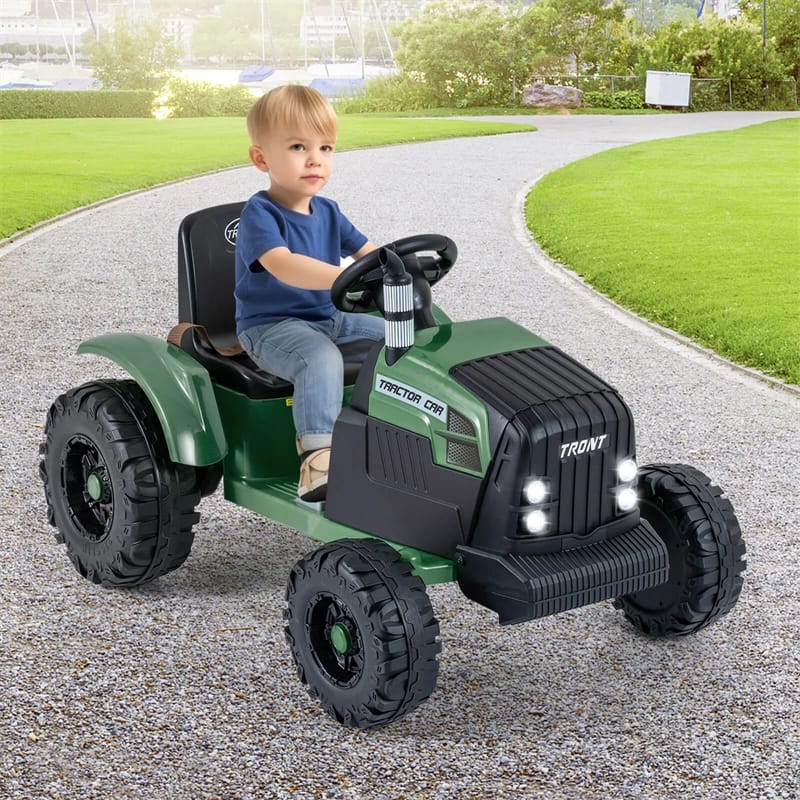 24V Ride On Tractor with Detachable Trailer & Remote Control, Kids Electric Vehicle with 3 Speeds, 15° Climbing & Music for Ages 3+