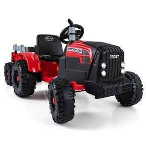 24V Ride On Tractor with Detachable Trailer & Remote Control, Kids Electric Vehicle with 3 Speeds, 15° Climbing & Music for Ages 3+