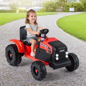 24V Ride On Tractor with Detachable Trailer & Remote Control, Kids Electric Vehicle with 3 Speeds, 15° Climbing & Music for Ages 3+