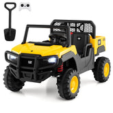 24V Licensed Caterpillar Ride on Dump Truck, 2-Seater Kids UTV Car Electric Vehicle with Remote Control, Dump Bed, 4x100W Motors & Soft Start