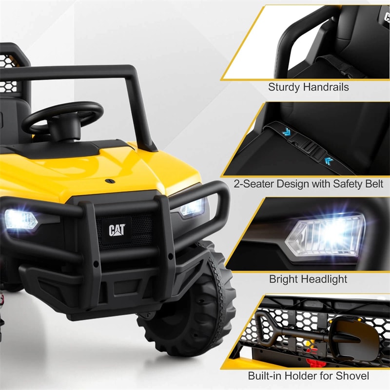 24V Licensed Caterpillar Ride on Dump Truck, 2-Seater Kids UTV Car Electric Vehicle with Remote Control, Dump Bed, 4x100W Motors & Soft Start