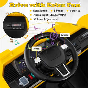 24V Ride-On Excavator, 4WD Electric Construction Truck with Remote Control, Digging Arm, Lights & Music, Excavator Ride On Toy for Kids Ages 3+