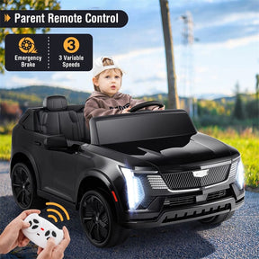 24V 2-Seater Ride-On Truck, Licensed Cadillac Kids Electric Car with Remote Control, 3 Speeds, LED Lights & Spring Suspension for Ages 3+