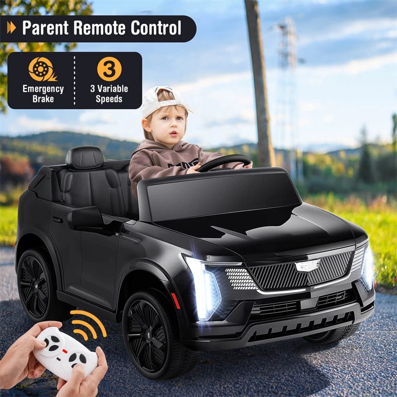 24V 2-Seater Ride-On Truck, Licensed Cadillac Kids Electric Car with Remote Control, 3 Speeds, LED Lights & Spring Suspension for Ages 3+