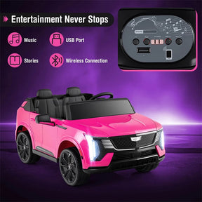 24V 2-Seater Ride-On Truck, Licensed Cadillac Kids Electric Car with Remote Control, 3 Speeds, LED Lights & Spring Suspension for Ages 3+