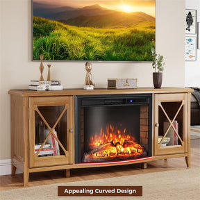 26" Curved Electric Fireplace Insert, 750W/1500W Recessed Fireplace Heater with Remote Control, Adjustable Flame & Brightness, Overheat Protection