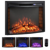 26" Curved Electric Fireplace Insert, 750W/1500W Recessed Fireplace Heater with Remote Control, Adjustable Flame & Brightness, Overheat Protection