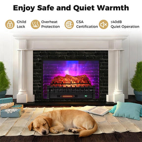 26" WiFi Electric Fireplace Insert Log Set, 1500W Infrared Quartz Heater with App/Remote Control, Realistic Sound, Adjustable Flame Colors, 8H Timer