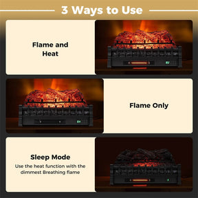 26" WiFi Electric Fireplace Insert Log Set, 1500W Infrared Quartz Heater with App/Remote Control, Realistic Sound, Adjustable Flame Colors, 8H Timer
