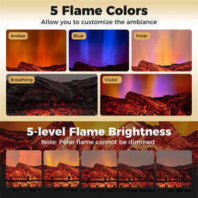 26" WiFi Electric Fireplace Insert Log Set, 1500W Infrared Quartz Heater with App/Remote Control, Realistic Sound, Adjustable Flame Colors, 8H Timer