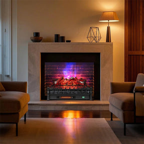 26" WiFi Electric Fireplace Insert Log Set, 1500W Infrared Quartz Heater with App/Voice Control, Realistic Lemonwood Logs, Crackling Sound, 8H Timer