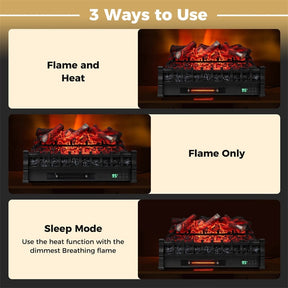 26" WiFi Electric Fireplace Insert Log Set, 1500W Infrared Quartz Heater with App/Voice Control, Realistic Lemonwood Logs, Crackling Sound, 8H Timer