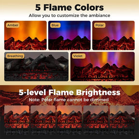 26" WiFi Electric Fireplace Insert Log Set, 1500W Infrared Quartz Heater with App/Voice Control, Realistic Lemonwood Logs, Crackling Sound, 8H Timer