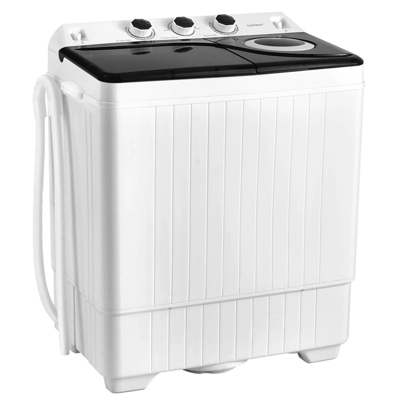26 LBS 2-in-1 Portable Washing Machine with Drain Pump, Twin Tub Top Load Washer Dryer Combo for RV Dorm