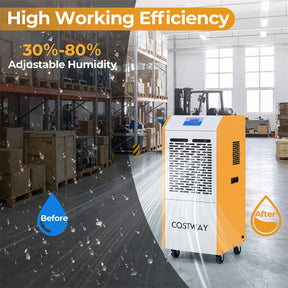 290 Pints Commercial Dehumidifier, 9000 Sq.Ft Industrial Dehumidifier with Pump, Drain Hose, 24H Timer & Wheels for Basement, Warehouse, Job Sites