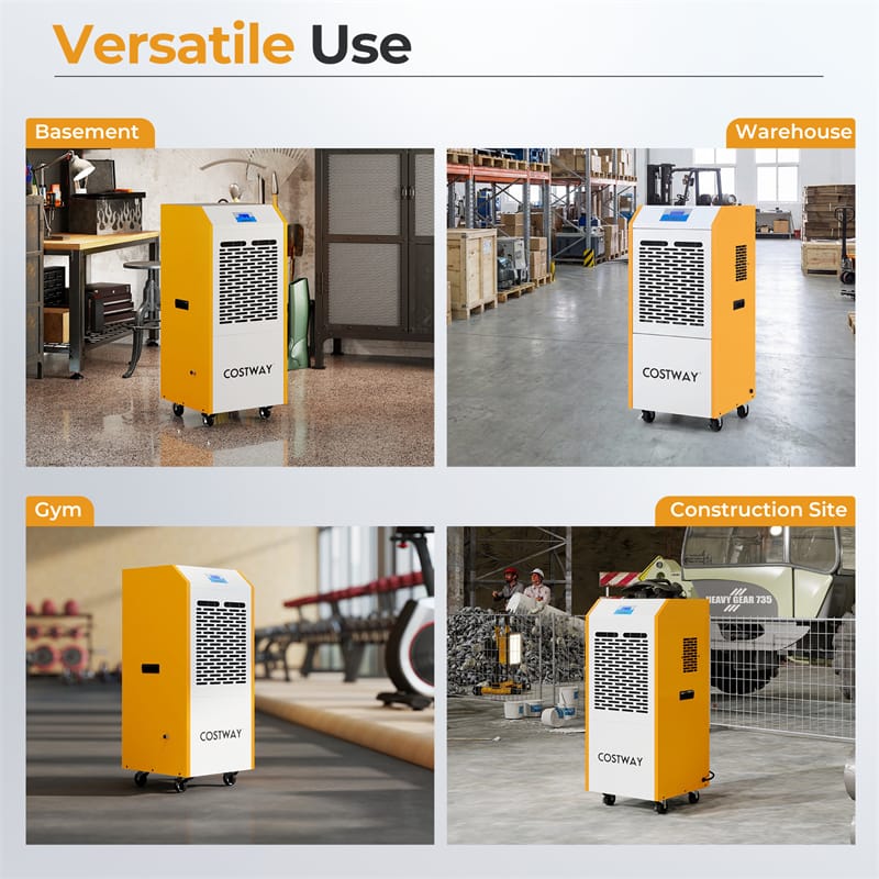 290 Pints Commercial Dehumidifier, 9000 Sq.Ft Industrial Dehumidifier with Pump, Drain Hose, 24H Timer & Wheels for Basement, Warehouse, Job Sites