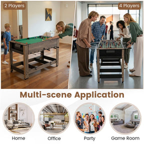 2-in-1 48" Swivel Multi Game Table, Foosball & Billiards Combo Table, Space-Saving Indoor Arcade Table for Kids/Adults, Game Room, Party