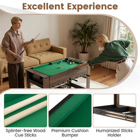 2-in-1 48" Swivel Multi Game Table, Foosball & Billiards Combo Table, Space-Saving Indoor Arcade Table for Kids/Adults, Game Room, Party