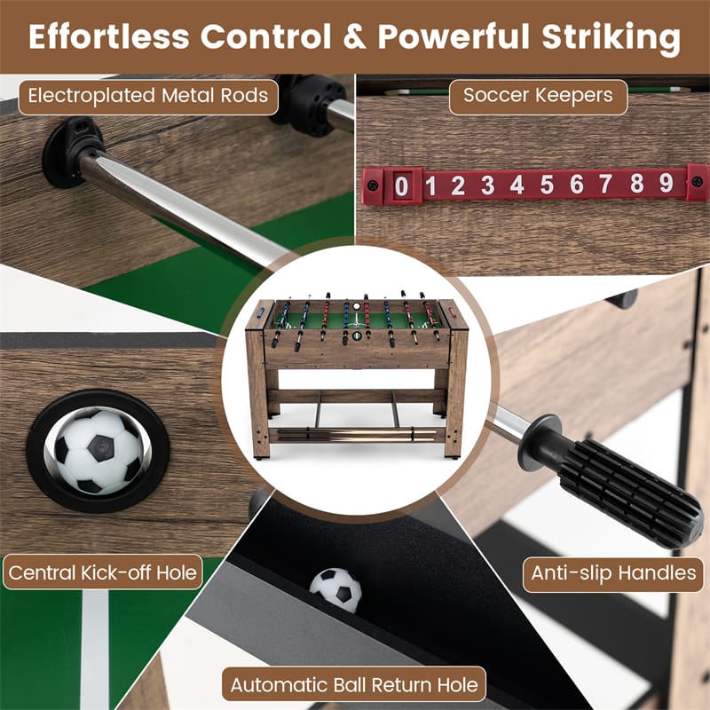 2-in-1 48" Swivel Multi Game Table, Foosball & Billiards Combo Table, Space-Saving Indoor Arcade Table for Kids/Adults, Game Room, Party