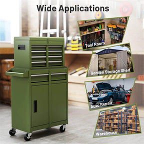 2-in-1 Rolling Tool Chest, 5-Drawer Tool Storage Cabinet with Wheels, Adjustable Shelf, Tool Box Organizer for Garage Warehouse Workshop