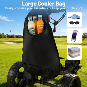 Electric Golf Push Cart Foldable 3-Wheel w/ Adjustable Handle, 9 Speed Settings, 18 Hole Battery, Umbrella Holder, Drink Holder, Cooler Bag & USB Port