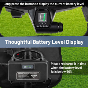 Electric Golf Push Cart Foldable 3-Wheel w/ Adjustable Handle, 9 Speed Settings, 18 Hole Battery, Umbrella Holder, Drink Holder, Cooler Bag & USB Port