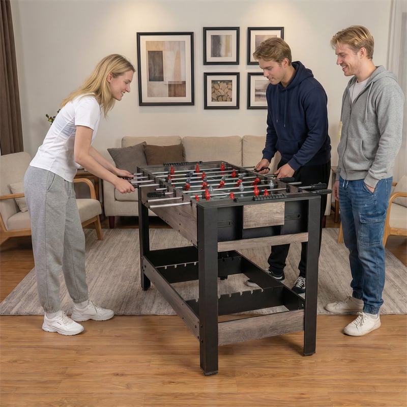 3-in-1 Multi Game Table, 49" Swivel Combo Game Table with Foosball, Pool & Table Tennis, Space-Saving Indoor Arcade Table for Family Game Room, Office