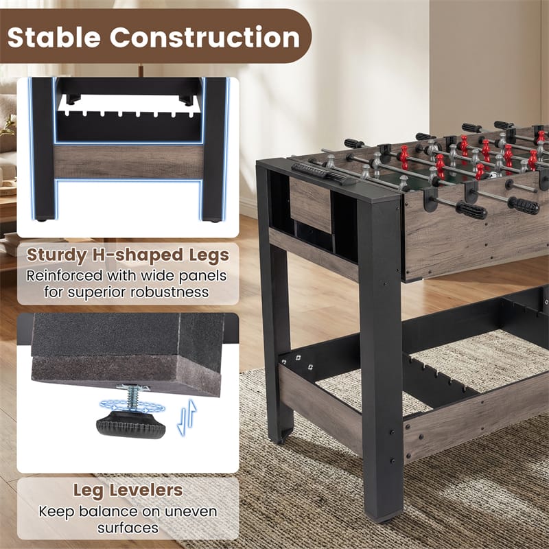 3-in-1 Multi Game Table, 49" Swivel Combo Game Table with Foosball, Pool & Table Tennis, Space-Saving Indoor Arcade Table for Family Game Room, Office