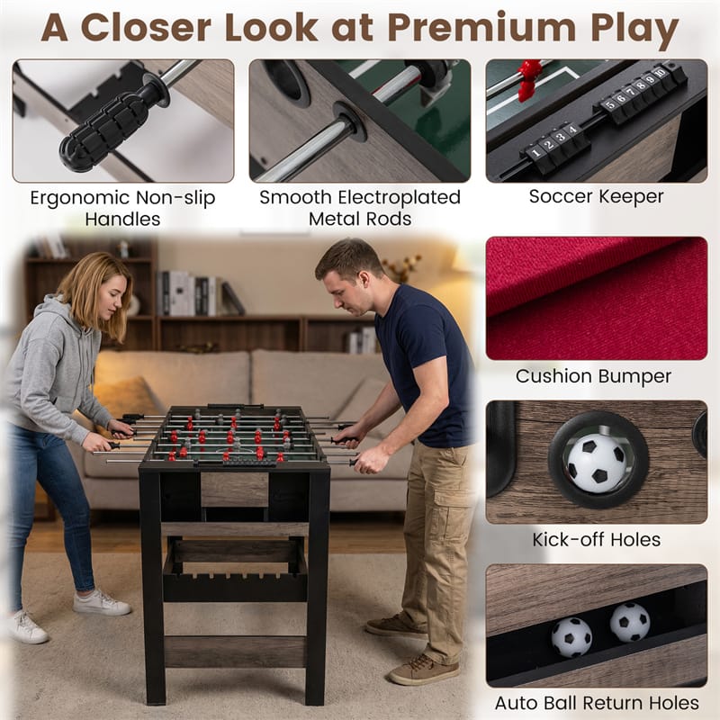 3-in-1 Multi Game Table, 49" Swivel Combo Game Table with Foosball, Pool & Table Tennis, Space-Saving Indoor Arcade Table for Family Game Room, Office
