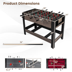 3-in-1 Multi Game Table, 49" Swivel Combo Game Table with Foosball, Pool & Table Tennis, Space-Saving Indoor Arcade Table for Family Game Room, Office