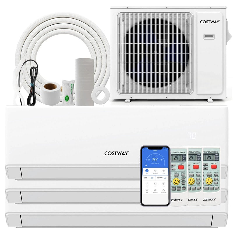 30K BTU 23 SEER2 3-Zone Mini Split Air Conditioner with Heat Pump, WiFi Enabled Inverter Split System AC with Energy Star Full Set