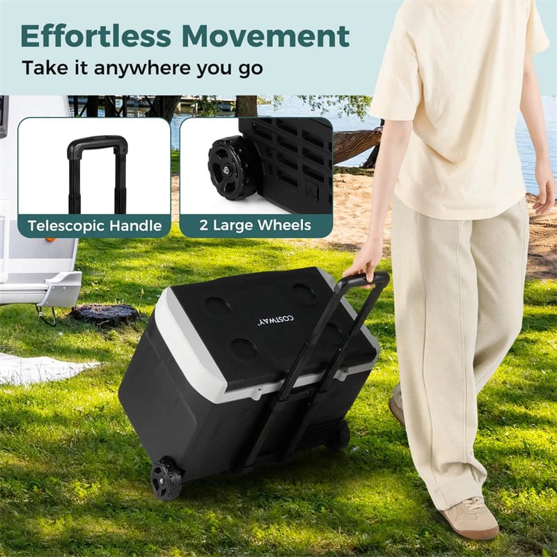 23/32/42QT Portable Car Refrigerator with -4°F~68°F Adjustable Range, 12V/24V DC 100-240V AC Electric Car Cooler Freezer for Camping, RV, Travel