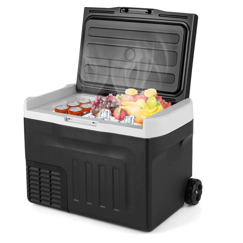 23/32/42QT Portable Car Refrigerator with -4°F~68°F Adjustable Range, 12V/24V DC 100-240V AC Electric Car Cooler Freezer for Camping, RV, Travel