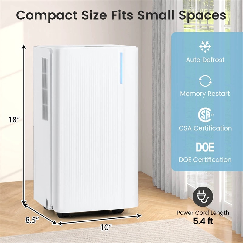 32 Pint Dehumidifier with 3.3FT Drain Hose, 24H Timer & 3-Color Indicator, 2000 Sq.Ft Portable Dehumidifier for Basement, Bedroom, Bathroom