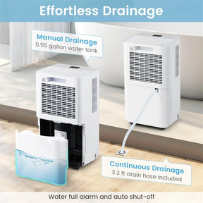 32 Pint Dehumidifier with 3.3FT Drain Hose, 24H Timer & 3-Color Indicator, 2000 Sq.Ft Portable Dehumidifier for Basement, Bedroom, Bathroom