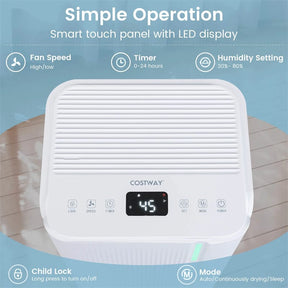 32 Pint Dehumidifier with 3.3FT Drain Hose, 24H Timer & 3-Color Indicator, 2000 Sq.Ft Portable Dehumidifier for Basement, Bedroom, Bathroom