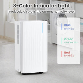 32 Pint Dehumidifier with 3.3FT Drain Hose, 24H Timer & 3-Color Indicator, 2000 Sq.Ft Portable Dehumidifier for Basement, Bedroom, Bathroom