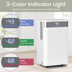 32 Pints 2000 Sq.ft Basement Dehumidifier with Drain Hose, 24H Timer & 3-Color Indicator, Quiet Portable Dehumidifier for Home, Bedroom, Bathroom