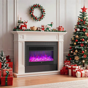 28.5/33/36 Inch Recessed Electric Fireplace Insert, 1500W Wall Mounted Freestanding Fireplace Heater with 3 Color Flame & Remote Control