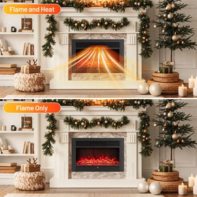 28.5/33/36 Inch Recessed Electric Fireplace Insert, 1500W Wall Mounted Freestanding Fireplace Heater with 3 Color Flame & Remote Control