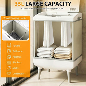 35L Large Towel Warmer Bucket for Bathroom, Foldable Blanket Warmer with Heat/Dry Modes, 24H Timer, Child Lock, Fits 3 Oversized 45"x70" Towels