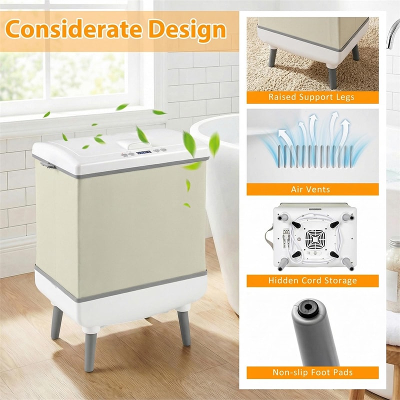 35L Large Towel Warmer Bucket for Bathroom, Foldable Blanket Warmer with Heat/Dry Modes, 24H Timer, Child Lock, Fits 3 Oversized 45"x70" Towels