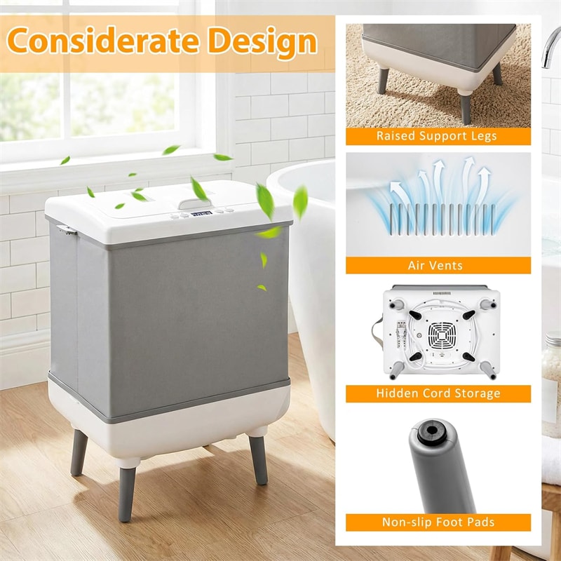 35L Large Towel Warmer Bucket for Bathroom, Foldable Blanket Warmer with Heat/Dry Modes, 24H Timer, Child Lock, Fits 3 Oversized 45"x70" Towels