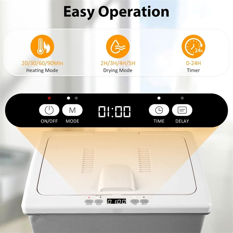 35L Large Towel Warmer Bucket for Bathroom, Foldable Blanket Warmer with Heat/Dry Modes, 24H Timer, Child Lock, Fits 3 Oversized 45"x70" Towels