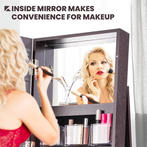 360° Rotating Jewelry Armoire with Higher Full Length Mirror, 3-in-1 Freestanding Lockable Jewelry Cabinet Organizer