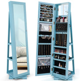 360° Swivel Jewelry Armoire with Higher Full Length Mirror, 3-in-1 Freestanding Lockable Jewelry Cabinet Organizer
