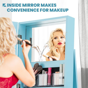 360° Rotating Jewelry Armoire with Higher Full Length Mirror, 3-in-1 Freestanding Lockable Jewelry Cabinet Organizer