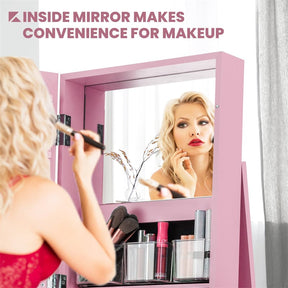 360° Rotating Jewelry Armoire with Higher Full Length Mirror, 3-in-1 Freestanding Lockable Jewelry Cabinet Organizer