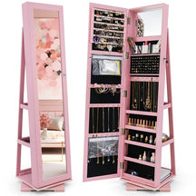 360° Rotating Jewelry Armoire with Higher Full Length Mirror, 3-in-1 Freestanding Lockable Jewelry Cabinet Organizer