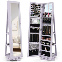 360° Rotating Jewelry Armoire with Higher Full Length Mirror, 3-in-1 Freestanding Lockable Jewelry Cabinet Organizer